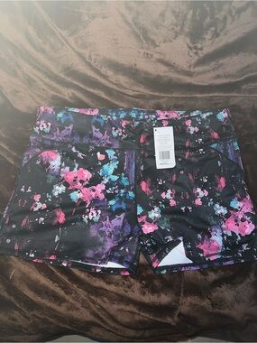 Women’s Fabletics Black Multi-Color Floral Print Athletic Shorts